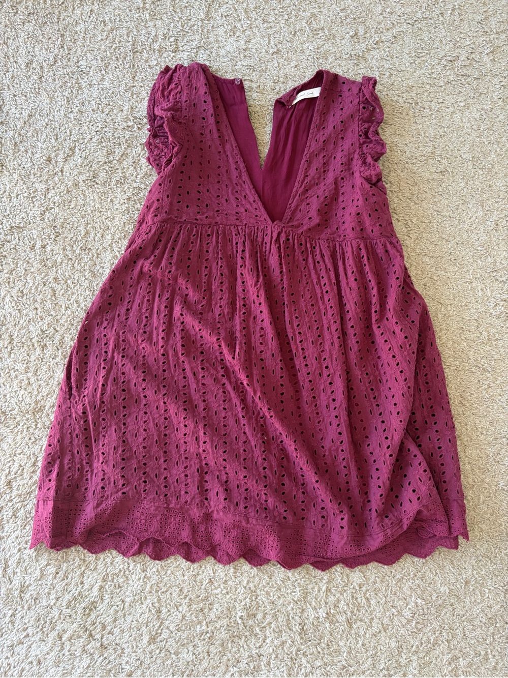Women’s Eyelet V-Neck Romper in Plum